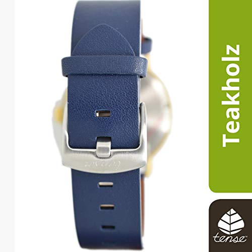 TENSE Hudson B4800T-G-S - Reloj de pulsera analógico de cuarzo para hombre (madera de teca, diámetro de 40 mm)