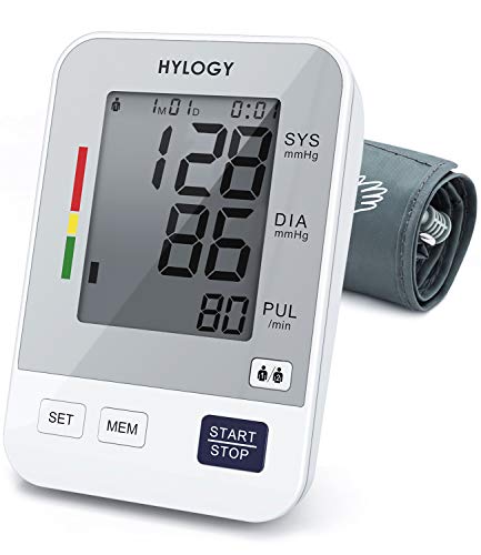 Tensiómetro de Brazo, HYLOGY Tensiómetro de Brazo Digital, 2 Memorias de Usuario(2 * 90), Escala de Colores de Semáforo de la OMS, Validado Clínicamente (Blanco) Tensiómetro de Brazo, HYLOGY Tensiómetro de Brazo Digital, 2 Memorias de Usuario(2 * 90), Escala de Colores de Semáforo de la OMS, Validado Clínicamente (Blanco)