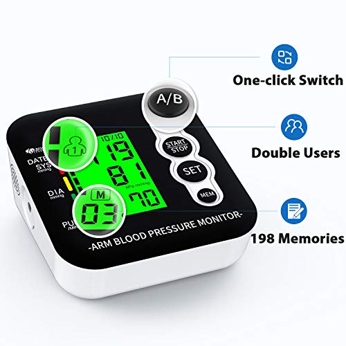 Tensiómetro de brazo, OUDEKAY Monitor de Presión con pantalla de LCD, Tensiómetro de Brazo Digital, Brazalete grande de 22-42 cm, Detección de Frecuencia Cardíaca Irregular, 2 x 99 mediciones Tensiómetro de brazo, OUDEKAY Monitor de Presión con pantalla de LCD, Tensiómetro de Brazo Digital, Brazalete grande de 22-42 cm, Detección de Frecuencia Cardíaca Irregular, 2 x 99 mediciones