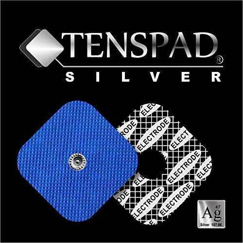 TENSPAD SILVER 12 electrodos con patrón de Plata para Compex (8 electrodos 50x50mm con 1 Snap y 4 electrodos 50x100mm con 2 Snaps)