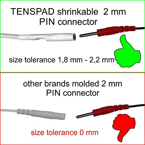 TENSPAD SILVER 12 electrodos para GLOBUS, CEFAR, Prim, PROMED, (8 uds. 50x50mm + 4 uds. 50x90mm) con Conector Pin de 2 mm