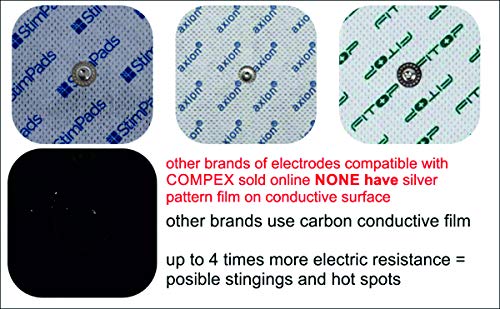 TENSPAD SILVER 8 electrodos con patrón de Plata para Compex, 50x100mm con 1 Snap