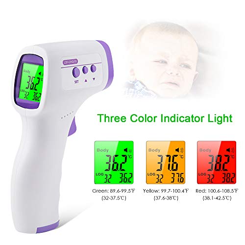 Termómetro infrarojo Termómetro Digital infrarrojo para el Cuerpo de Temperatura de la Frente del oído sin Contacto de Alta precisión con Pantalla LED para bebés y Adultos