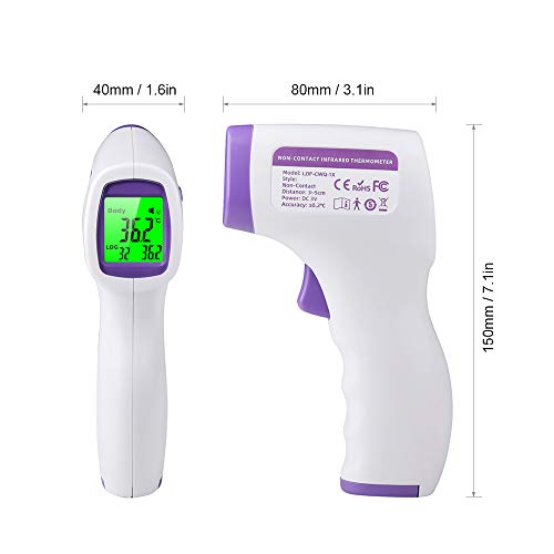 Termómetro infrarojo Termómetro Digital infrarrojo para el Cuerpo de Temperatura de la Frente del oído sin Contacto de Alta precisión con Pantalla LED para bebés y Adultos Termómetro infrarojo Termómetro Digital infrarrojo para el Cuerpo de Temperatura de la Frente del oído sin Contacto de Alta precisión con Pantalla LED para bebés y Adultos