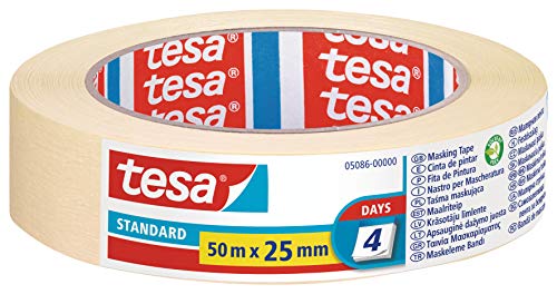 tesa TE05086-00000-02 Cinta de Pintor Standard para Perfiles Rectos, amarillo, 50mx25mm tesa TE05086-00000-02 Cinta de Pintor Standard para Perfiles Rectos, amarillo, 50mx25mm
