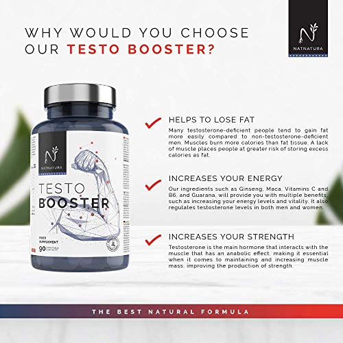 Testosterona. Aumento de resistencia y rendimiento deportivo. Potenciador de testosterona natural. 90 cápsulas vegetales. Vegano y sin gluten.