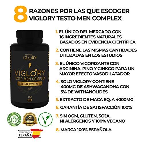 Testosterona Hombre | Potenciador Masculino | Fuerza · Energía · Rendimiento | 16 Ingredientes | 120 Cápsulas | Maca + Tribulus Terrestris + Ginkgo Biloba + Ashwaganda + Vitaminas