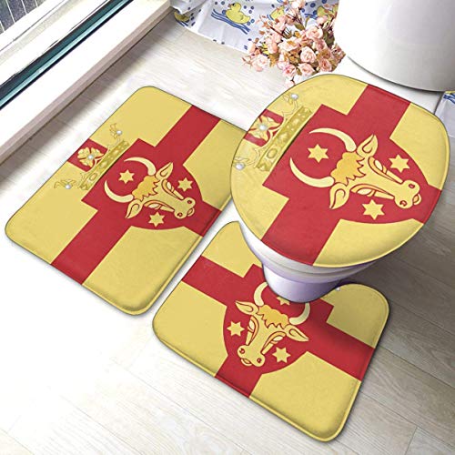 Texas Longhorns Oates Flag Alfombra de baño Paquete de 3 Alfombras de baño de Franela Juego de alfombras de baño con Forma de U Alfombrillas Tapa