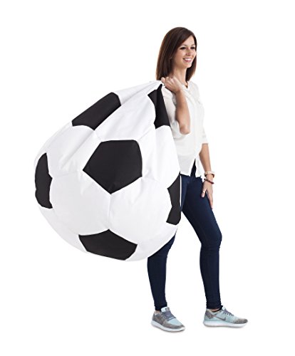 Textilhome - Balón PUF de Futbol Pelota de Puff, 90cm Diametro. Divertido, Resistente, Doble repunte.