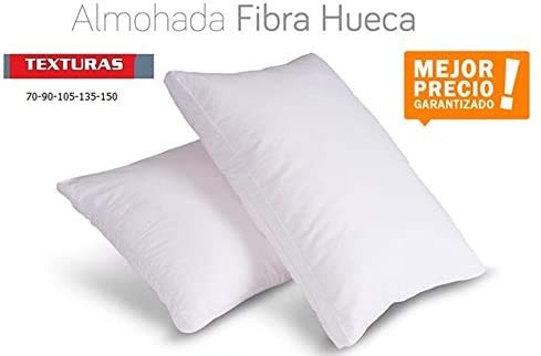 TEXTURAS HOME - Unic Almohada Fibra Hueca ANTIALÉRGICA Blanco Poliéster 100% Economy (70_x_40_cm)