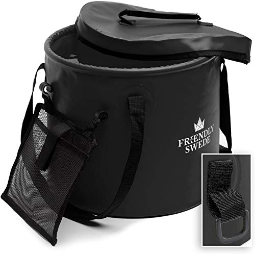 The Friendly Swede Cubo Plegable para Camping, Viajes, Jardinería, Pesca (30L, Negro)