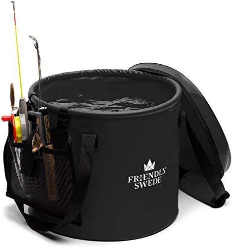 The Friendly Swede Cubo Plegable para Camping, Viajes, Jardinería, Pesca (30L, Negro)