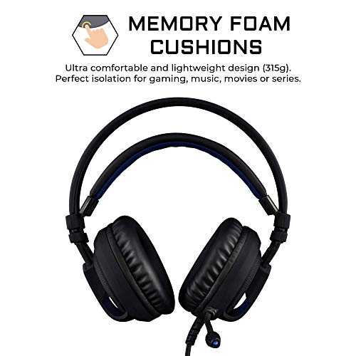 THE G-LAB - KORP 400 - Auriculares Gaming de Alto Rendimiento - Tecnología 7.1 Surround Sound - Retroiluminación RGB - Vibraciones - Compatible con PS4 & PC - Negro - Software