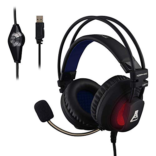 THE G-LAB - KORP 400 - Auriculares Gaming de Alto Rendimiento - Tecnología 7.1 Surround Sound - Retroiluminación RGB - Vibraciones - Compatible con PS4 & PC - Negro - Software