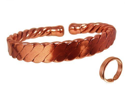 The Online Bazaar Pulsera Magnética para Caballero, Pesada de Cobre Laminado, Conjunto con Anillo a Juego - Grande: 22-25 mm The Online Bazaar Pulsera Magnética para Caballero, Pesada de Cobre Laminado, Conjunto con Anillo a Juego - Grande: 22-25 mm