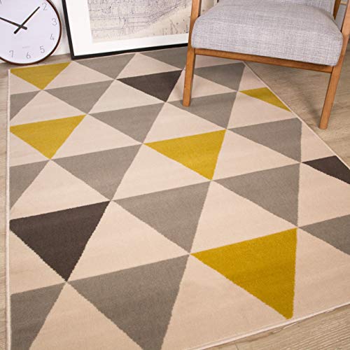 The Rug House Milan Ocre Amarillo Mostaza Gris Beige con triángulos arlequín Tradicional al. The Rug House Milan Ocre Amarillo Mostaza Gris Beige con triángulos arlequín Tradicional al.
