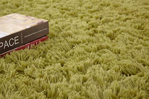 Thee Shaggy Fluffy Rugs Alfombra Antideslizante Alfombra Comedor Dormitorio Alfombra para Sala de Estar (160x120cm, Verde)