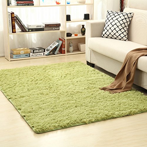 Thee Shaggy Fluffy Rugs Alfombra Antideslizante Alfombra Comedor Dormitorio Alfombra para Sala de Estar (160x120cm, Verde)