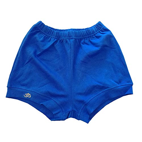 THEECA - Pantalones cortos de yoga para mujer y hombre, diseño de Iyengar, color azul