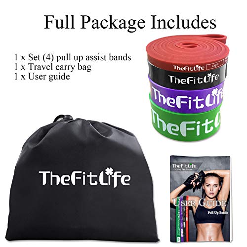 TheFitLife Bandas Elasticas Fitness Musculacion - Cintas Elásticas de Resistencia para Pull-ups Asistidos, Cross-Training, Dominadas, Yoga, Pilates, Fisioterapia, con E-Guía de Ejercicios