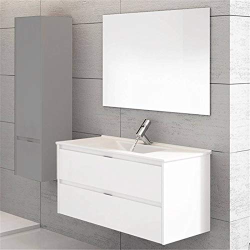 THERMIKET Mueble de Baño con Lavabo de Porcelana Suspendido - 2 cajones - Mueble va MONTADO - Modelo Ibiza (Blanco, 80cm) THERMIKET Mueble de Baño con Lavabo de Porcelana Suspendido - 2 cajones - Mueble va MONTADO - Modelo Ibiza (Blanco, 80cm)