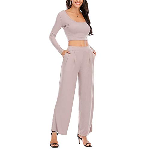 Theshy Mujeres SóLido Ocio Inicio Yoga Pantalones Anchos Delgados De Punto Conjunto De Dos Piezas Traje Theshy Mujeres SóLido Ocio Inicio Yoga Pantalones Anchos Delgados De Punto Conjunto De Dos Piezas Traje