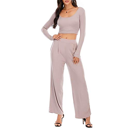 Theshy Mujeres SóLido Ocio Inicio Yoga Pantalones Anchos Delgados De Punto Conjunto De Dos Piezas Traje Theshy Mujeres SóLido Ocio Inicio Yoga Pantalones Anchos Delgados De Punto Conjunto De Dos Piezas Traje