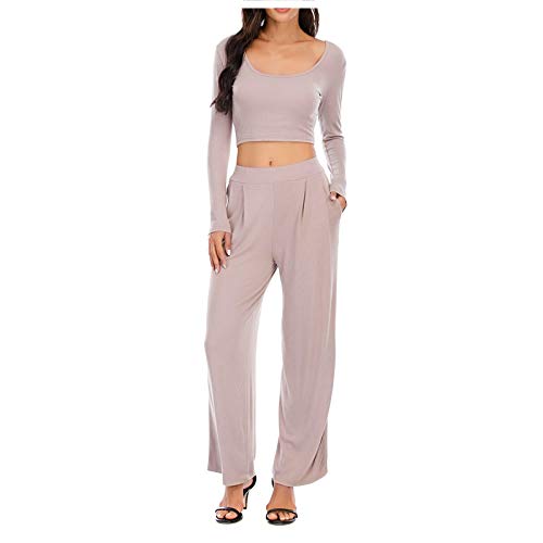 Theshy Mujeres SóLido Ocio Inicio Yoga Pantalones Anchos Delgados De Punto Conjunto De Dos Piezas Traje Theshy Mujeres SóLido Ocio Inicio Yoga Pantalones Anchos Delgados De Punto Conjunto De Dos Piezas Traje