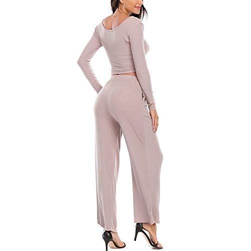 Theshy Mujeres SóLido Ocio Inicio Yoga Pantalones Anchos Delgados De Punto Conjunto De Dos Piezas Traje Theshy Mujeres SóLido Ocio Inicio Yoga Pantalones Anchos Delgados De Punto Conjunto De Dos Piezas Traje
