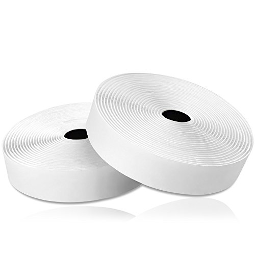 Thinkcase 5m x 20mm Hook y Loop Bandas Autoadhesivo, 20mm de Ancho, 5m gancho y 5m bucle cinta, de vuelta Auto adhesivo cinta rollo, Cinta de Gancho y Bucle (Blanco)