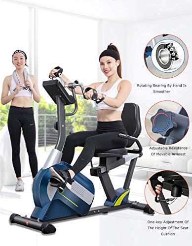 THj Bicicleta estática reclinada magnética, con Bluetooth, Asiento de Ajuste, Bicicleta estática con Resistencia de 8 Niveles THj Bicicleta estática reclinada magnética, con Bluetooth, Asiento de Ajuste, Bicicleta estática con Resistencia de 8 Niveles