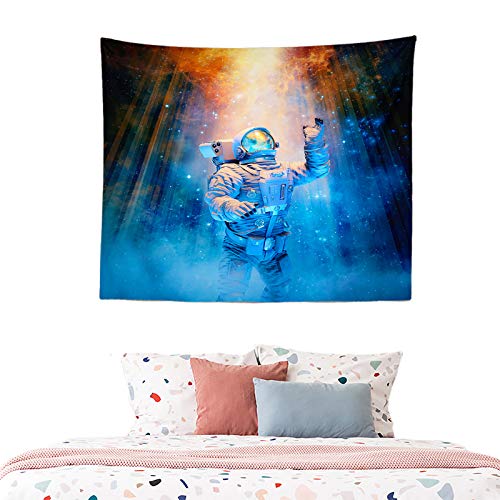 tianhao Alfombra de decoración para Colgar en la Pared, Astronauta de pie en un Tapiz de decoración de Arte de Moda de viga Azul para Dormitorio