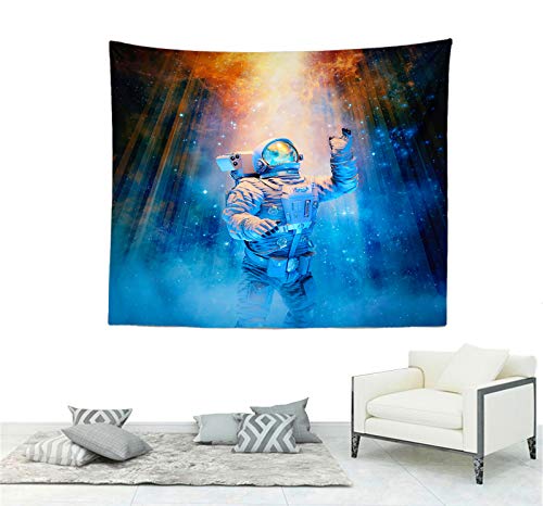 tianhao Alfombra de decoración para Colgar en la Pared, Astronauta de pie en un Tapiz de decoración de Arte de Moda de viga Azul para Dormitorio