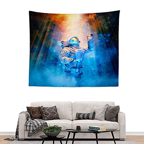 tianhao Alfombra de decoración para Colgar en la Pared, Astronauta de pie en un Tapiz de decoración de Arte de Moda de viga Azul para Dormitorio