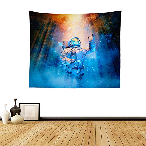 tianhao Alfombra de decoración para Colgar en la Pared, Astronauta de pie en un Tapiz de decoración de Arte de Moda de viga Azul para Dormitorio
