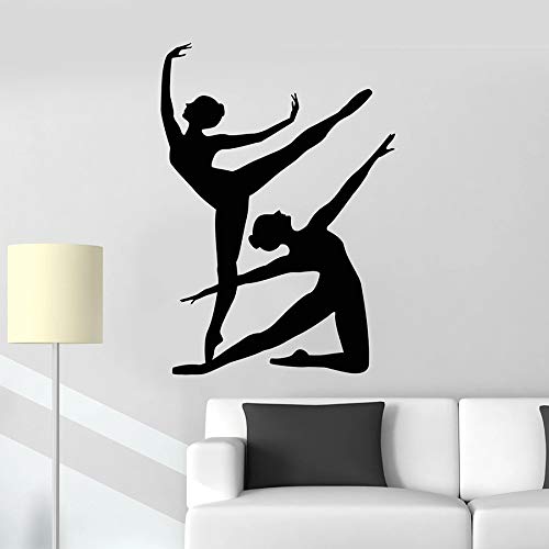 Tianpengyuanshuai Bailarina Chica Etiqueta de la Pared Bailarina Silueta Elegante Vinilo Ventana Pegatina Dormitorio Danza Aula decoración Mural 75x106cm