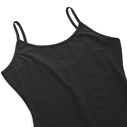 TiaoBug Leotardo para Danza Yoga Mujeres Jumpsuit Monos Elástico de Espaquetis Deportivo Bodysuit Maillots Una Pieza Sueva Negro Small