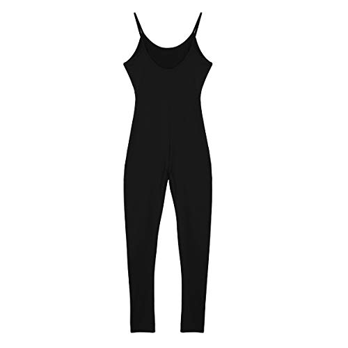 TiaoBug Leotardo para Danza Yoga Mujeres Jumpsuit Monos Elástico de Espaquetis Deportivo Bodysuit Maillots Una Pieza Sueva Negro Small
