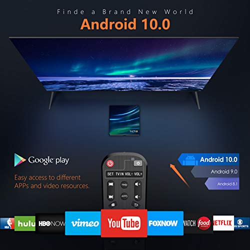 TICTID Android 10.0 TV Box D1 Pro【4G+64G】 RK3318 Quad-Core 64bit WiFi-Dual 5G/2.4G,BT 4.0, 4K*2K UDR H.265, USB 3.0 Smart TV Box