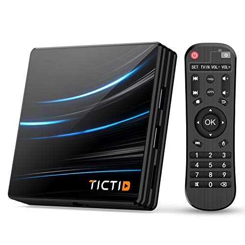 TICTID Android 10.0 TV Box D1 Pro【4G+64G】 RK3318 Quad-Core 64bit WiFi-Dual 5G/2.4G,BT 4.0, 4K*2K UDR H.265, USB 3.0 Smart TV Box