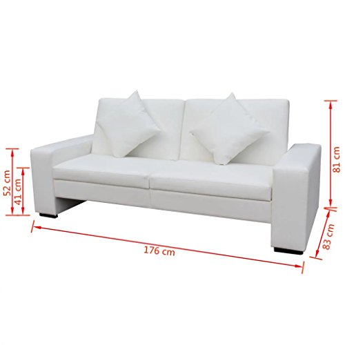 Tidyard Sofá Cama con 2 Almohadas,Estilo Contemporáneo,Estructura de Madera,Tapicería de Cuero Artificial,Blanco