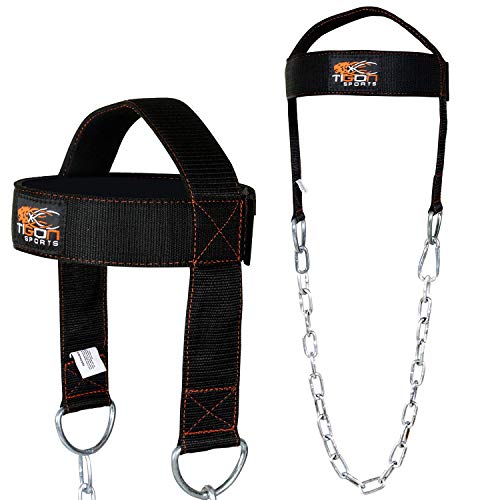 Tigon - Arnés para la cabeza, cinturón de entrenamiento, levantamiento de pesas, cadena de cuello y entrenamiento