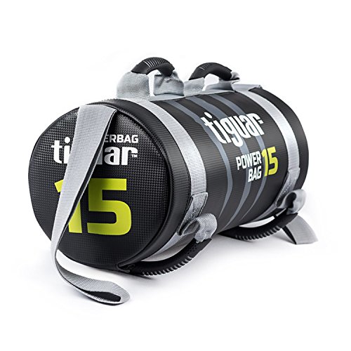 tiguar Powerbag FitnessBag – Saco de peso Crossfit bolsillo de peso 5 kg 10 kg 15 kg 20 kg 25 kg Fuerza Entrenamiento Pesos con asas, c) 15kg