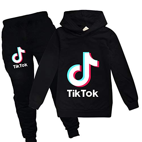 TIK Tok - Sudaderas con capucha unisex para niƱos Negro Negro ( 9-11 AƱos TIK Tok - Sudaderas con capucha unisex para niƱos Negro Negro ( 9-11 AƱos
