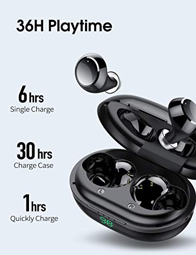 Tiksounds Auriculares Bluetooth,Auriculares Inalambricos con Micrófono,36 Horas de reproducción con Caja de Carga,IPX7 Impermeable Auriculares Calidad