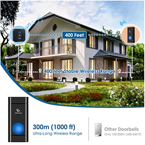 Timbre Inalámbrico para Puerta, ELEPOWSTAR IP55 Timbre Inalámbrico Impermeable, Timbre de Puerta Inalambrico, 5 Volumen Ajustable, 300 m de Alcance, 58 Melodías, 2 Transmisor y 4 Receptores Timbre Inalámbrico para Puerta, ELEPOWSTAR IP55 Timbre Inalámbrico Impermeable, Timbre de Puerta Inalambrico, 5 Volumen Ajustable, 300 m de Alcance, 58 Melodías, 2 Transmisor y 4 Receptores