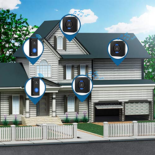 Timbre Inalámbrico para Puerta, ELEPOWSTAR IP55 Timbre Inalámbrico Impermeable, Timbre de Puerta Inalambrico, 5 Volumen Ajustable, 300 m de Alcance, 58 Melodías, 2 Transmisor y 4 Receptores Timbre Inalámbrico para Puerta, ELEPOWSTAR IP55 Timbre Inalámbrico Impermeable, Timbre de Puerta Inalambrico, 5 Volumen Ajustable, 300 m de Alcance, 58 Melodías, 2 Transmisor y 4 Receptores