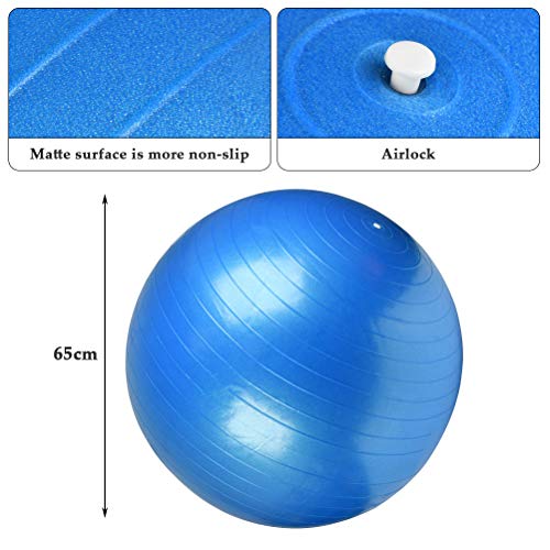 TIMESETL Pelota de Pilates con Bomba de Aire, Fitball Bola de Yoga Pilates, Balón de Ejercicio para Fitness, Yoga, Embarazo, Masaje y Pilates - 65cm