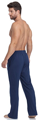 Timone Pantalones Largos de Pijamas 100% Algodón Hombre TPP-002 (Azul Oscuro, XL)