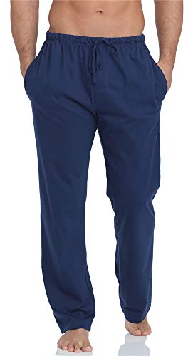 Timone Pantalones Largos de Pijamas 100% Algodón Hombre TPP-002 (Azul Oscuro, XL)